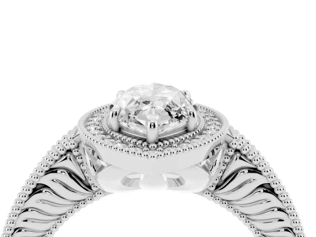 Marquise Cut Cut Halo Diamond Ring with Pavé Band and Four-Prong Setting Platinum