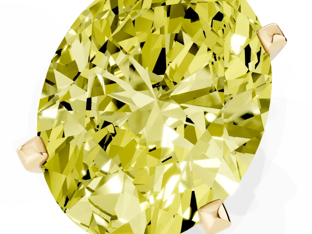 Fancy Yellow Oval Cut Diamond Solitaire Ring with Prong Setting and Classic Band Yellow gold