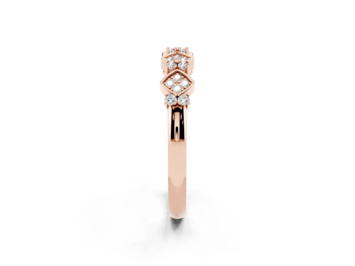 Pavé Cushion Diamond Cluster Eternity Band with Prong Setting Rose gold