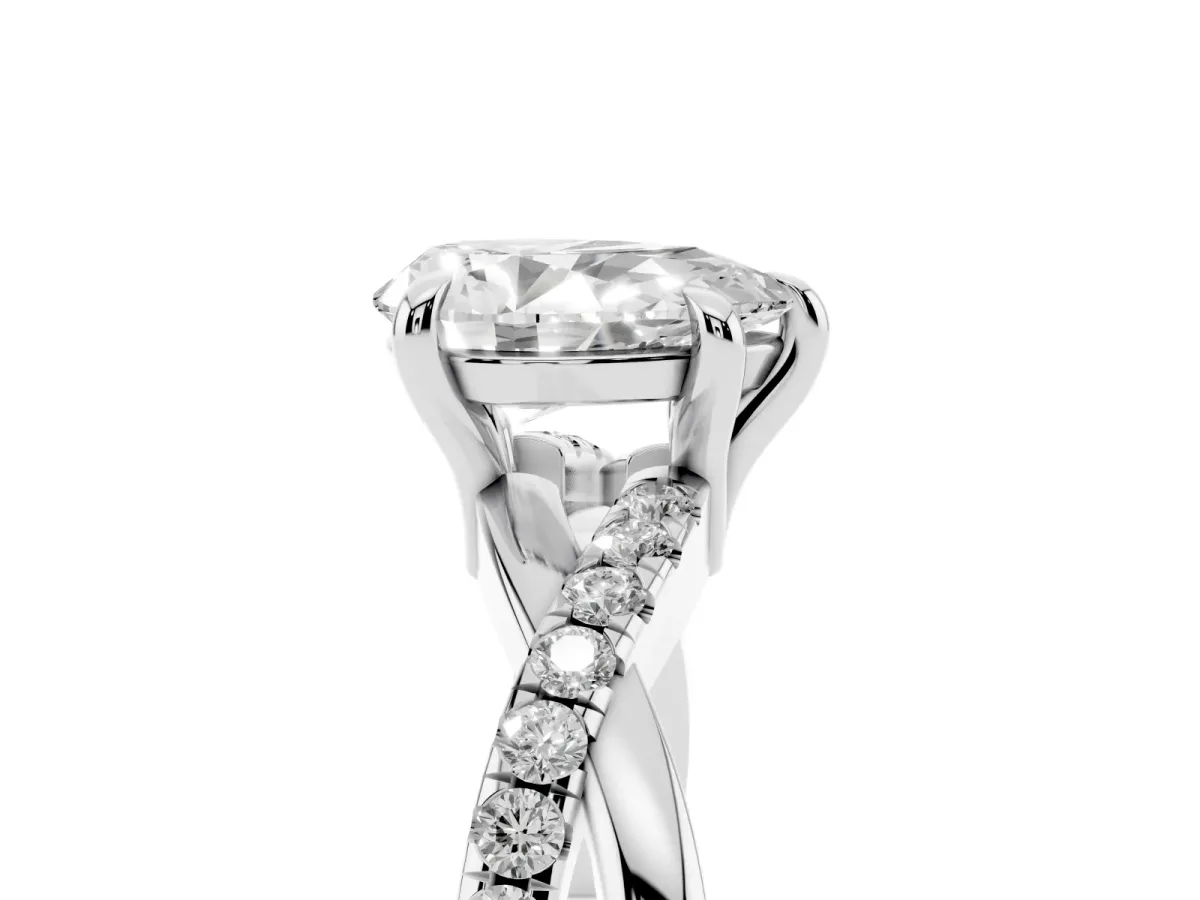 Pear Cut Cut Diamond Twist Band Solitaire with Prong Setting Platinum