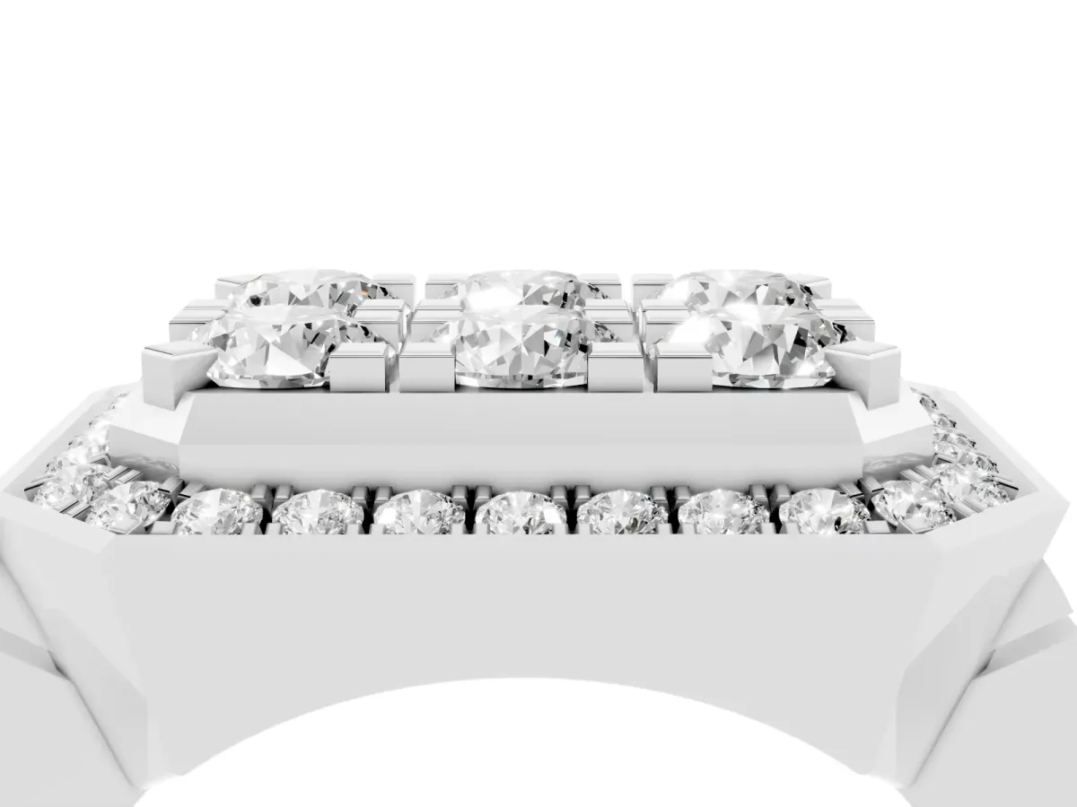 Round Diamond Cluster Halo Mens Ring Platinum