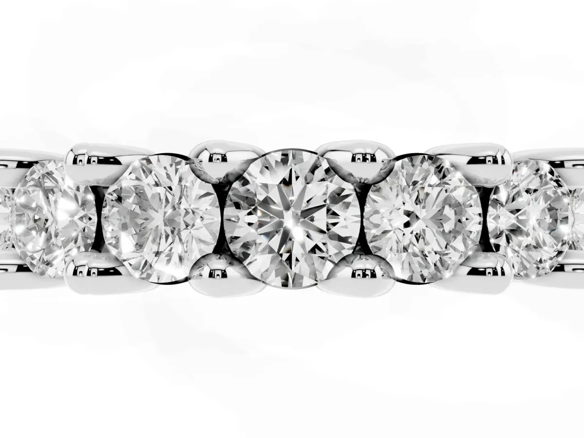 Round Diamond Prong-Set Half Eternity Band Silver