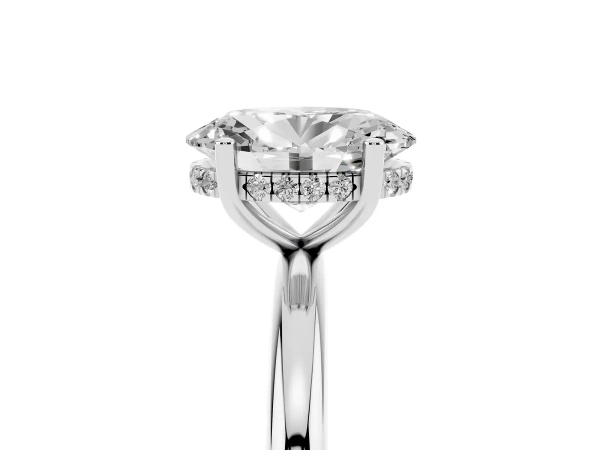 Oval Cut Cut Solitaire Engagement Ring with Four-Prong Setting and Classic Band Silver