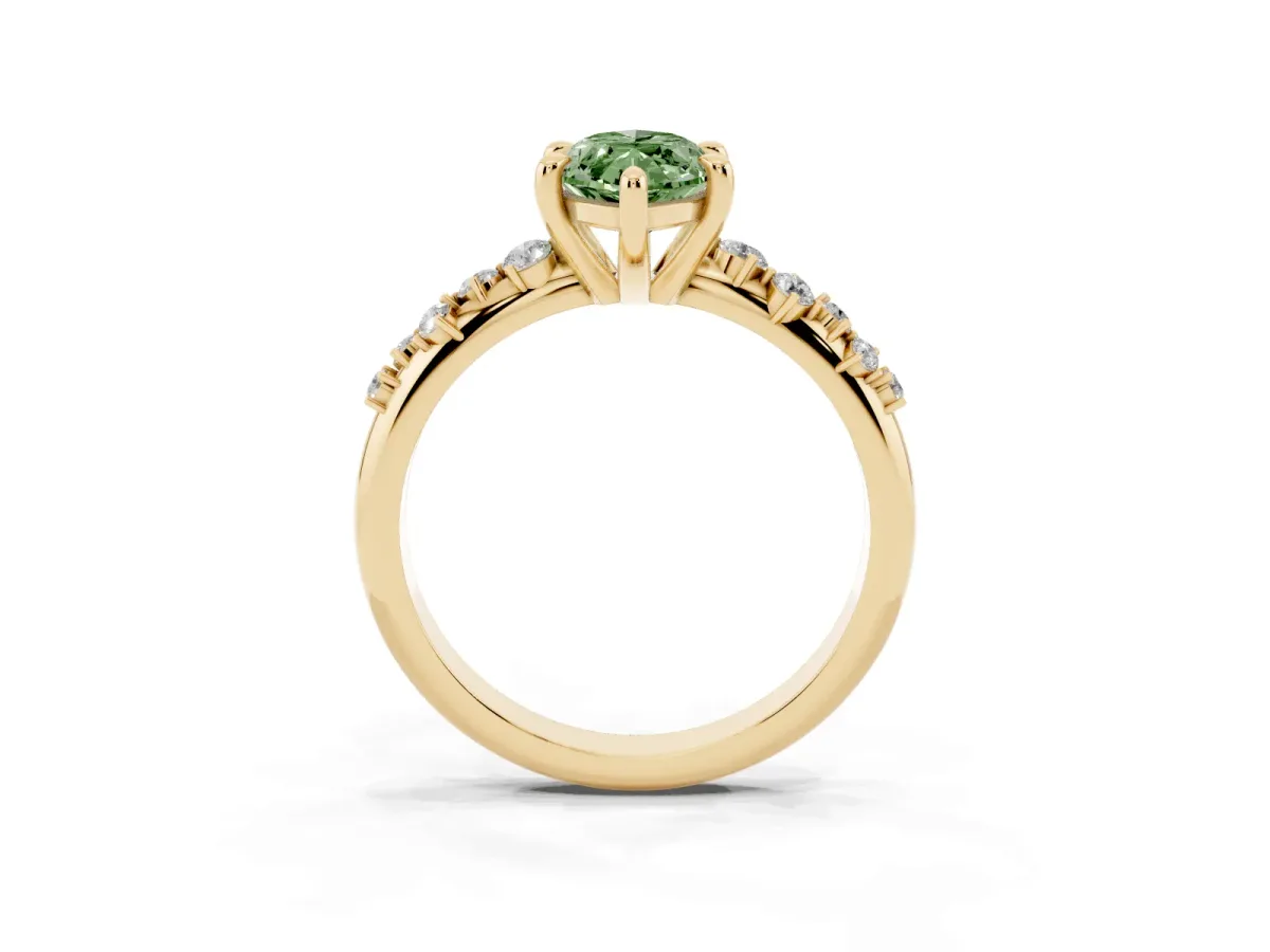 Fancy Green Marquise Cut Cut Diamond Vine Band with Four-Prong Setting Yellow gold