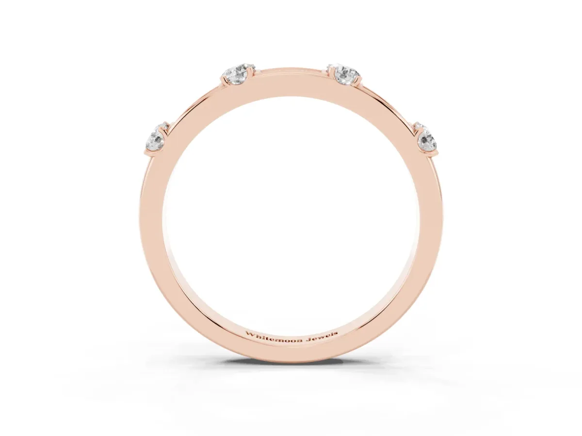 Round Diamond Channel Set Eternity Band with Prong Setting Rose gold