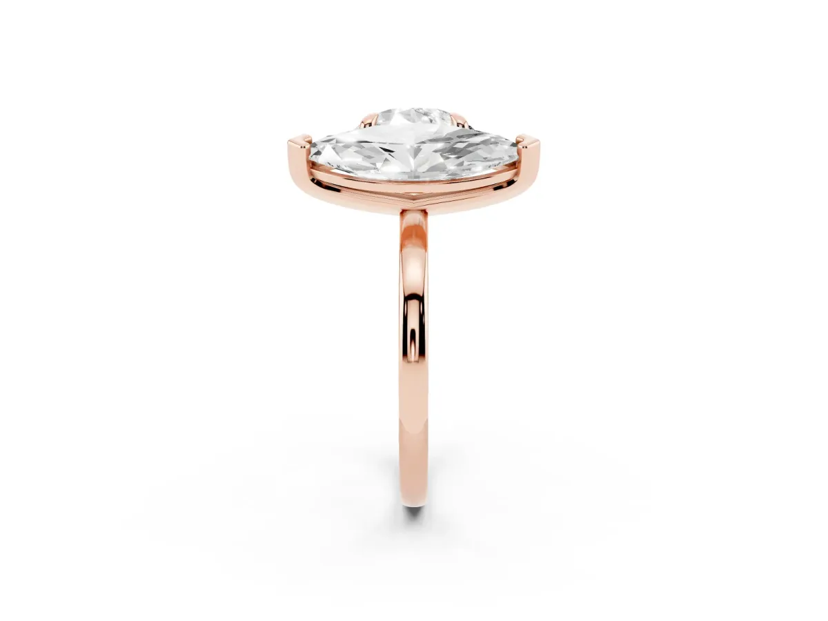 Round and Marquise Toi Moi Ring with Prong Setting and Plain Band Rose gold