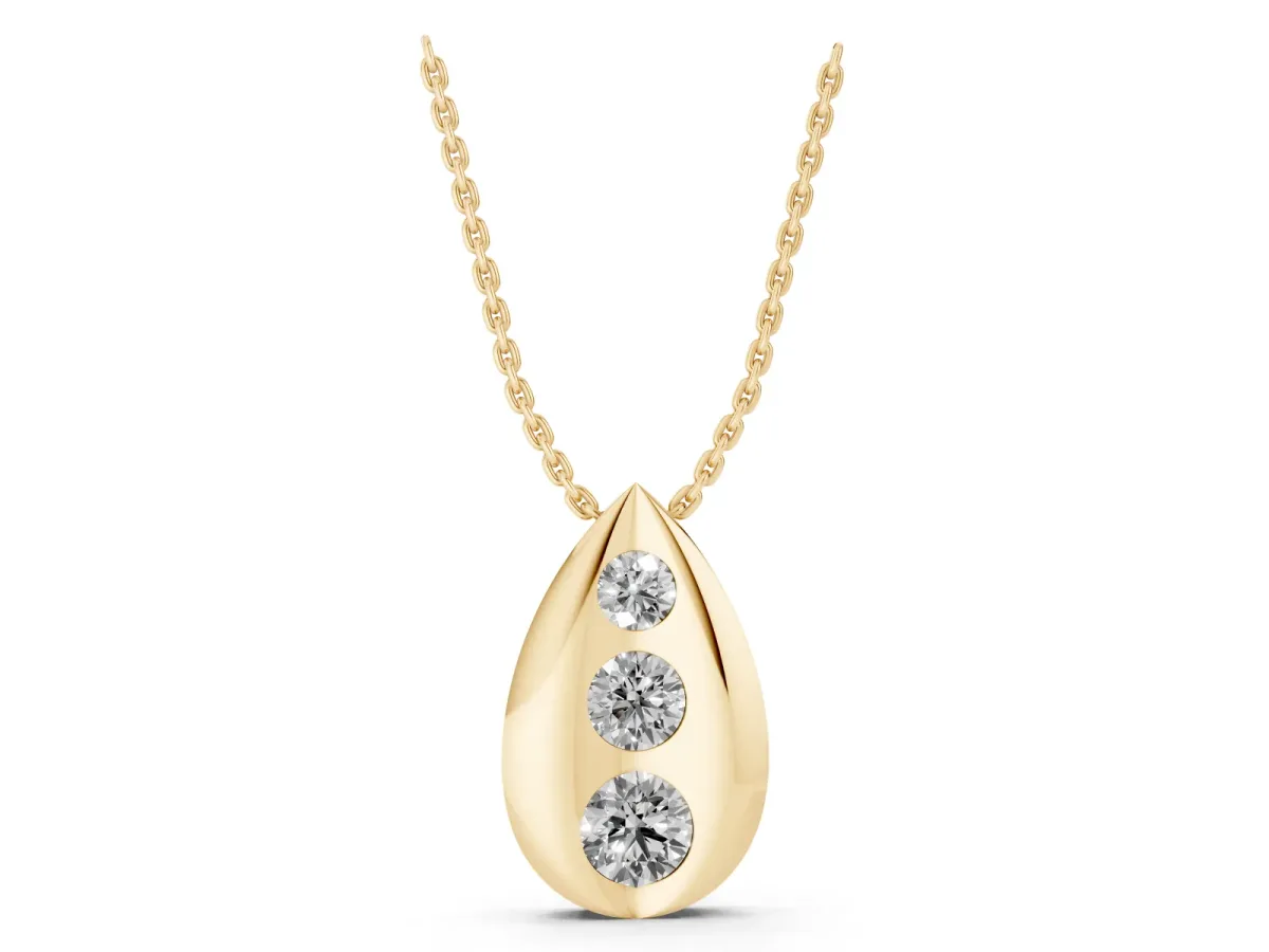 Teardrop Bezel-Set Round Diamond Pendant Yellow gold