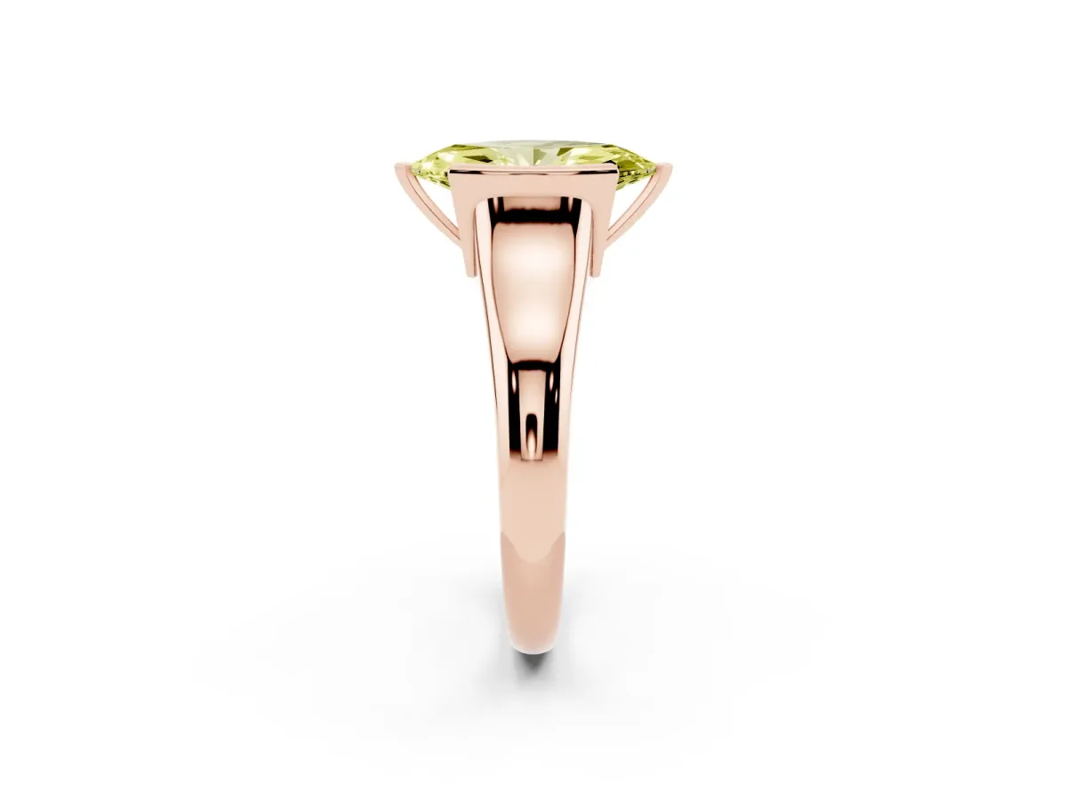 Fancy Yellow Marquise Cut Solitaire Tension Set Diamond Ring with Split Shank Band Rose gold