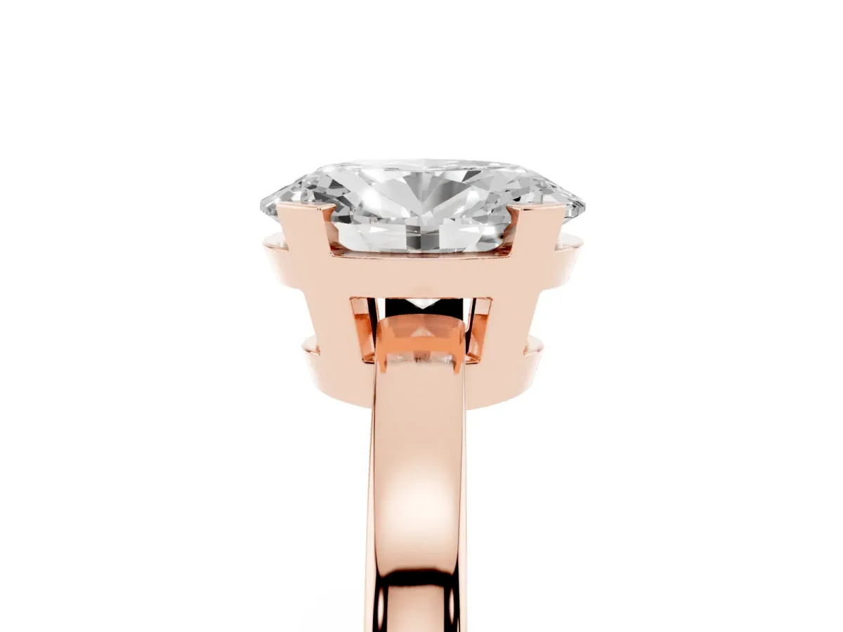 Oval Cut Cut Solitaire Ring with Four-Prong Setting and Classic Band Rose gold