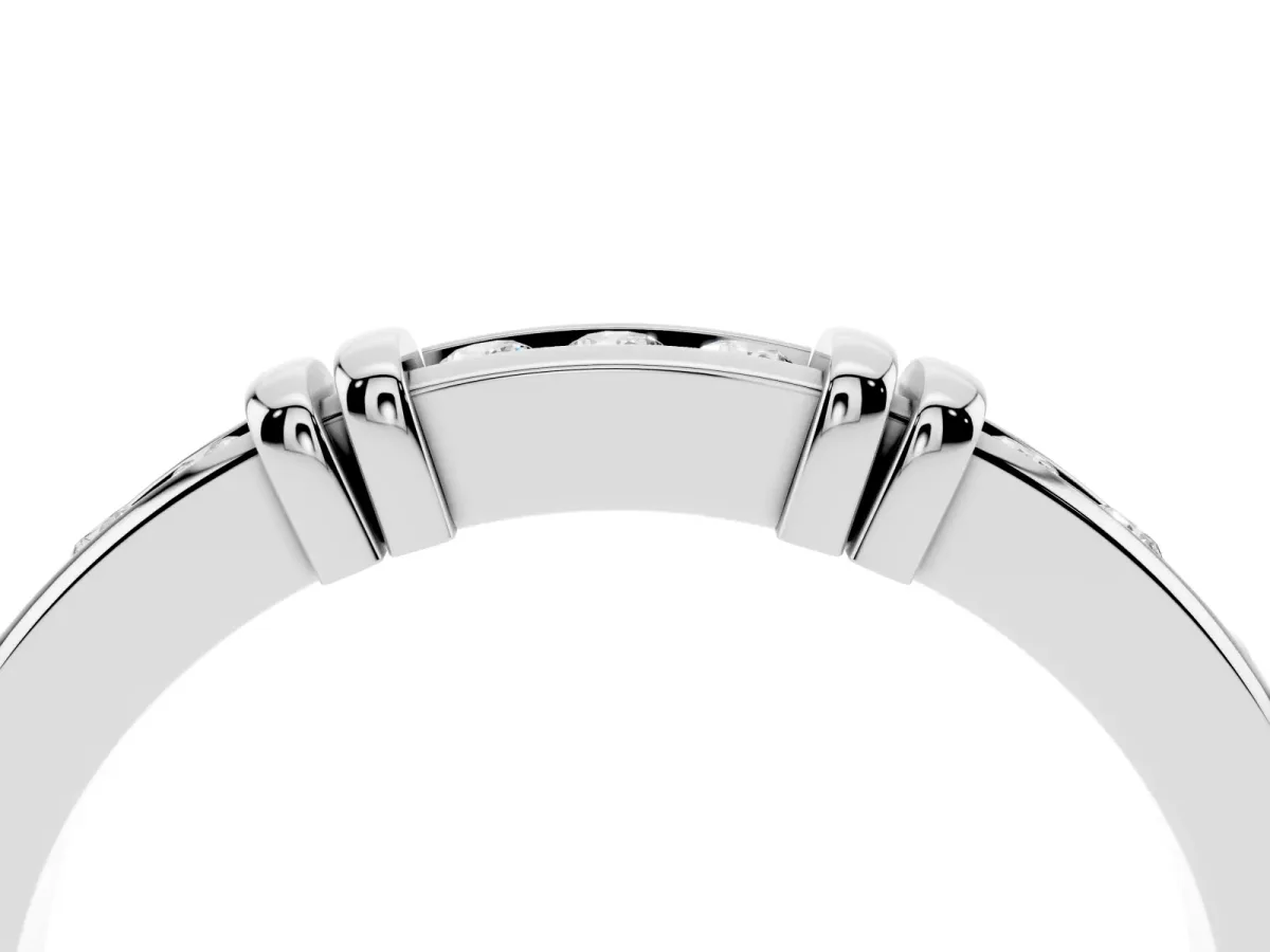 Channel Set Round Diamond Half-Eternity Band with Bar Prong Setting Silver