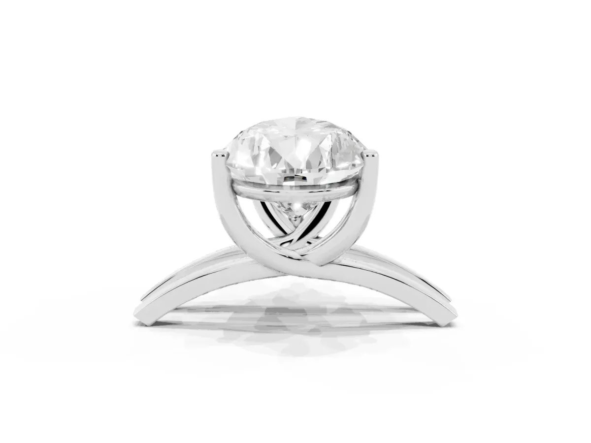 Pear Cut Cut Diamond Solitaire Engagement Ring with Tapered Plain Band and Four-Prong Setting White gold