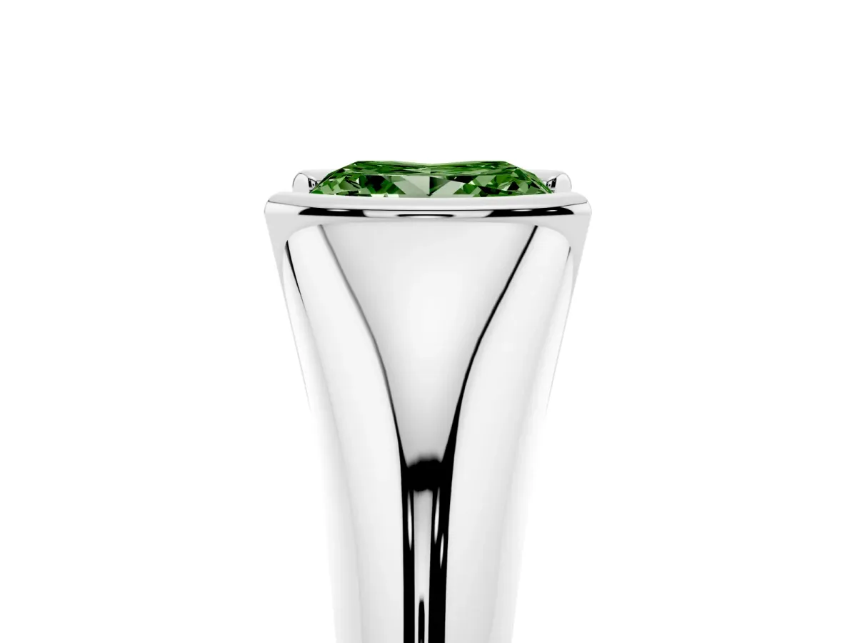 Fancy Green Princess Cut Solitaire Tension Set Diamond Ring Silver