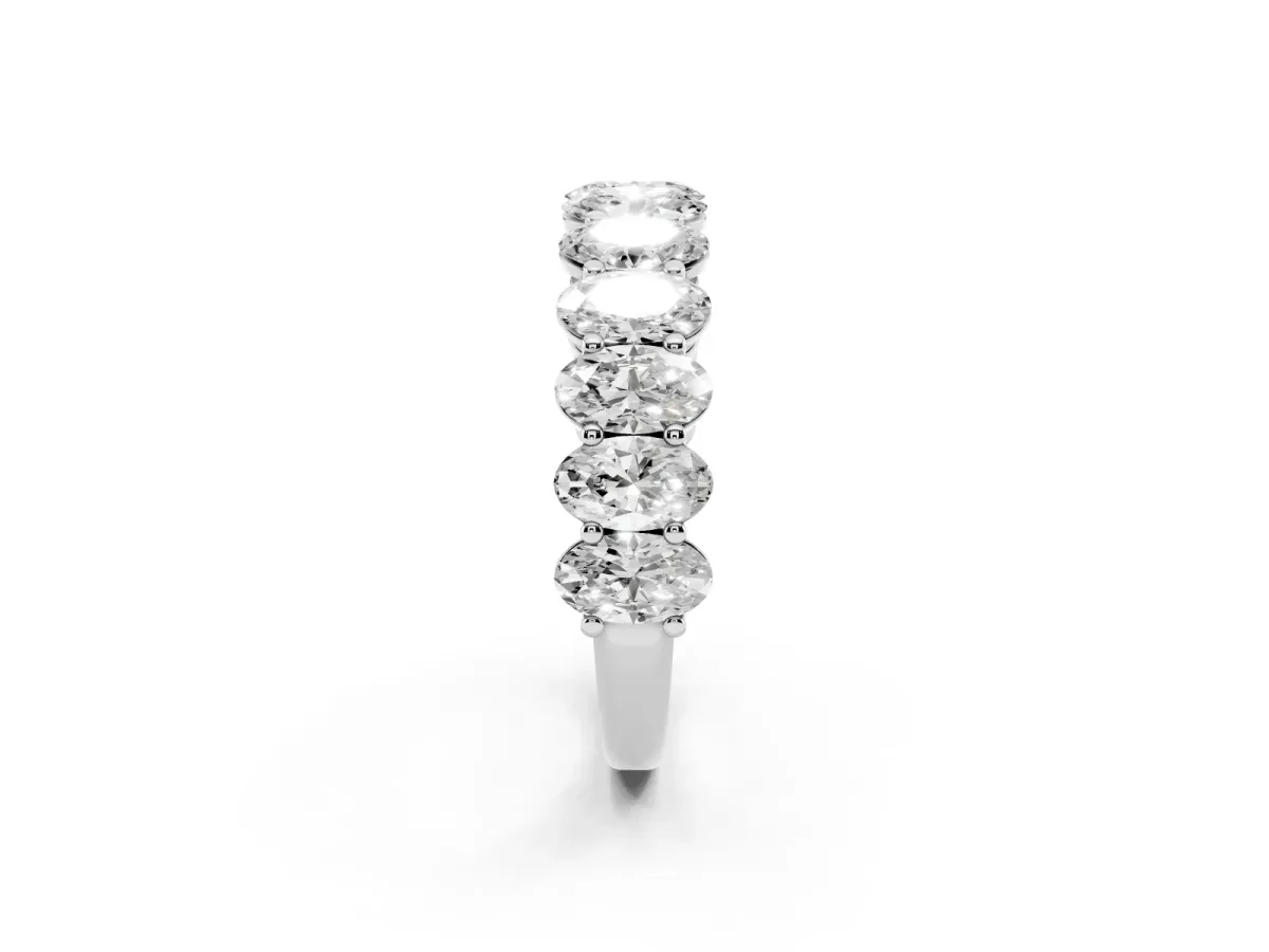 Oval Diamond Prong-Set Eternity Band White gold