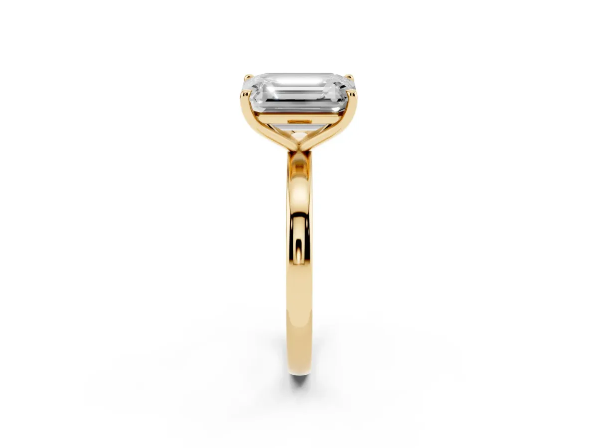 Fancy Yellow Emerald Cut and Emerald Cut Toi Moi Ring with Prong Setting Yellow gold
