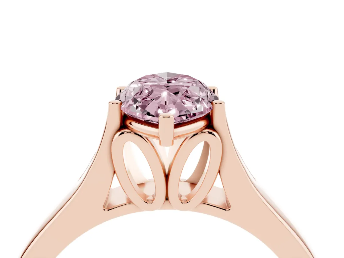 Fancy Pink Marquise Cut Solitaire Diamond Ring with Cathedral Band and Four-Prong Setting Rose gold