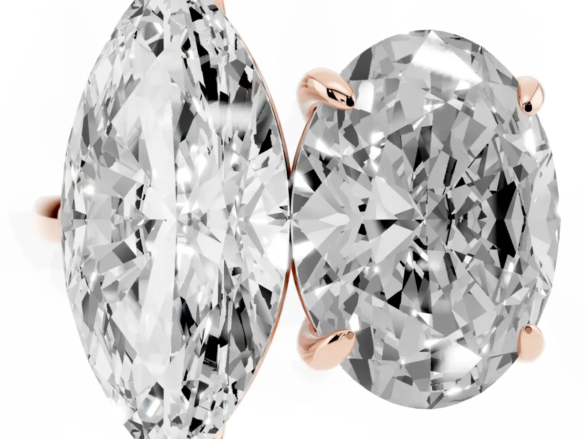 Oval and Marquise Toi Moi Ring with Prong Setting and Plain Band Rose gold