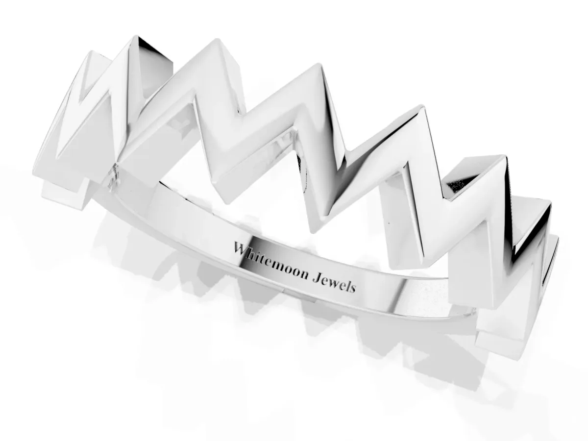 Zigzag Chevron Band Silver