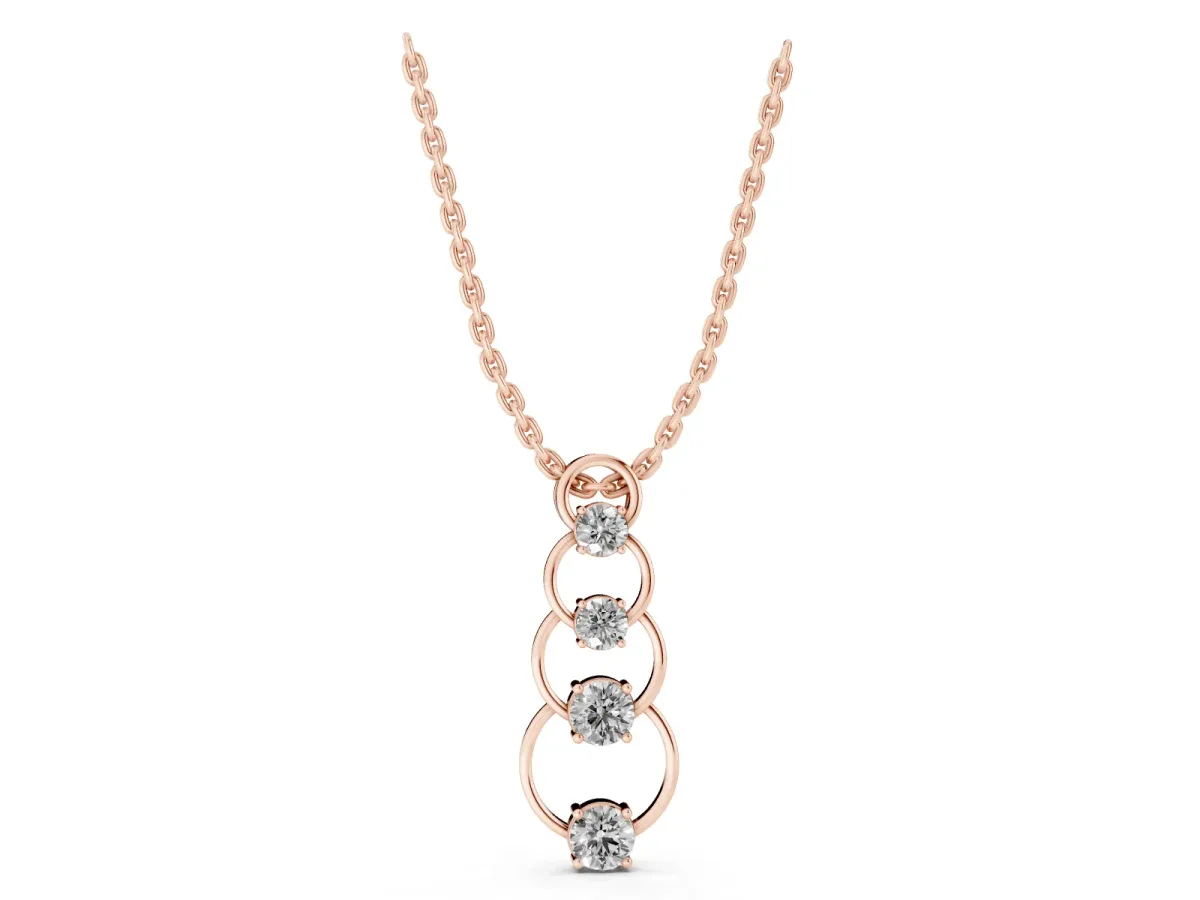 Round Diamond Four-Prong Circle Pendant Rose gold