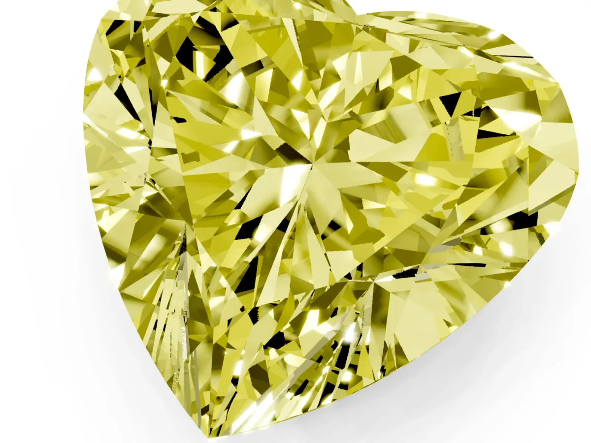 Fancy Yellow Heart Cut Diamond Ring with Marquise Side Stones and Prong Setting Rose gold