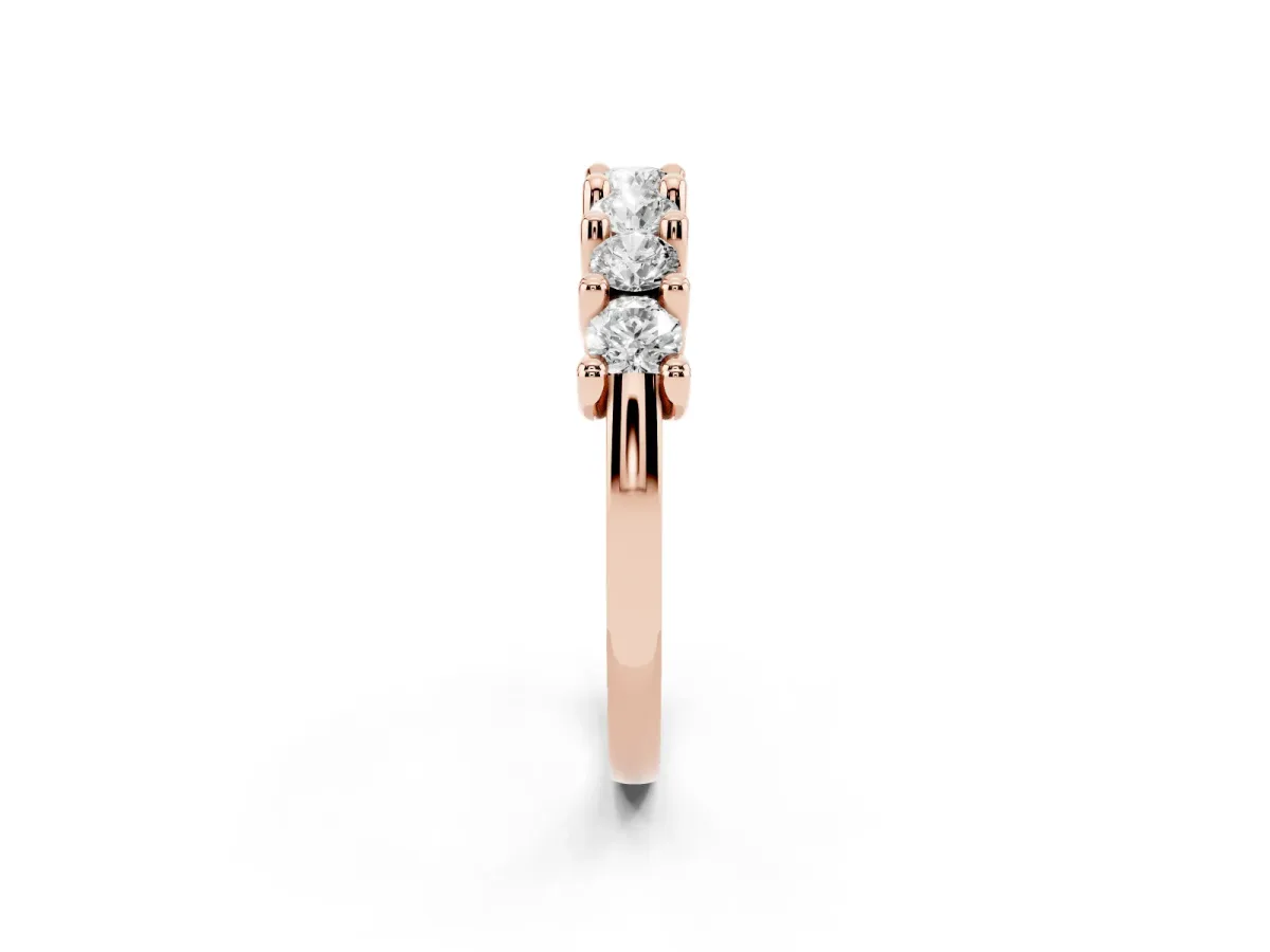 Round Diamond Prong-Set Half Eternity Band Rose gold