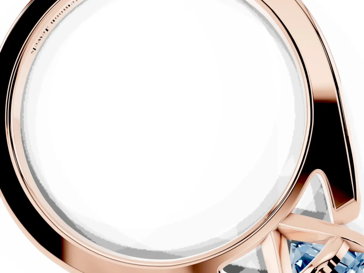 Fancy Blue Oval Cut Diamond Solitaire Ring with Channel Set Round Band and Prong Setting Rose gold
