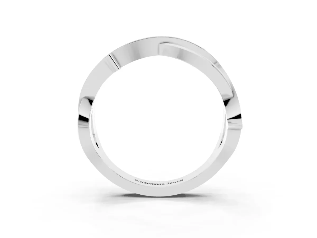 Pavé Round Diamond Twist Band with Channel Setting White gold
