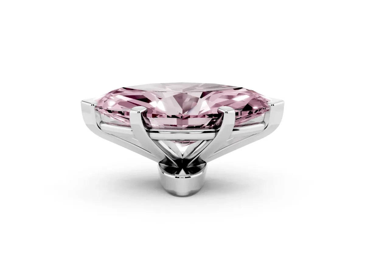 Fancy Pink Marquise Cut Diamond Solitaire Ring with Prong Setting and Classic Band Silver