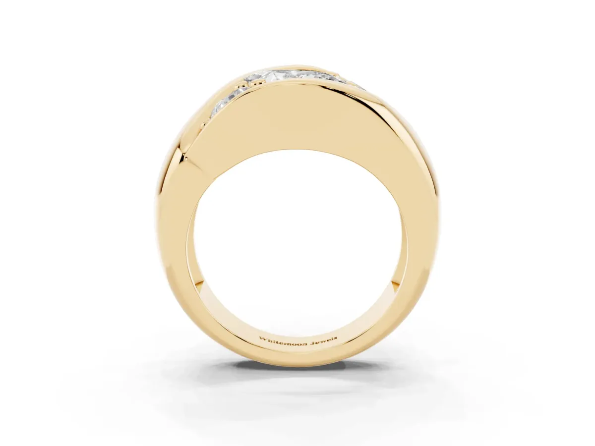 Channel Set Princess Cut Diamond Crossover Band Yellow gold