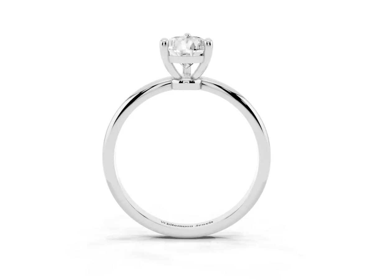 Pear Cut Solitaire Diamond Ring with 4-Prong Setting on a Classic Band White gold