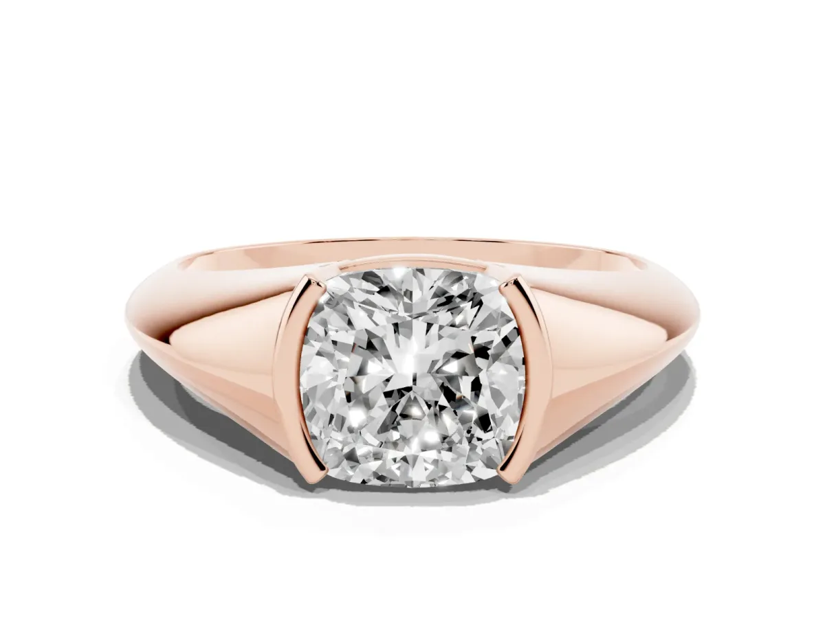 Cushion Cut Solitaire Tension Set Diamond Ring Rose gold