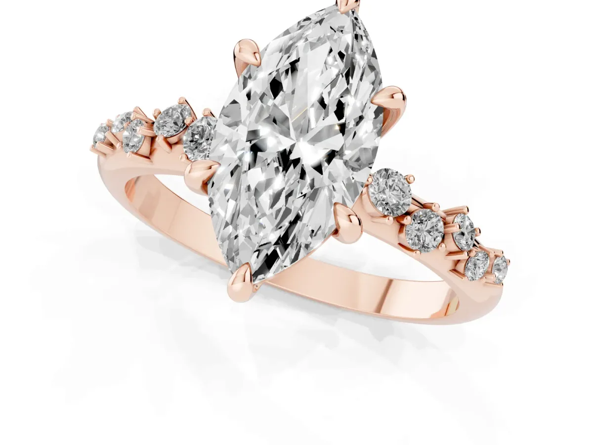 Marquise Cut Cut Diamond Vine Band with Four-Prong Setting Rose gold