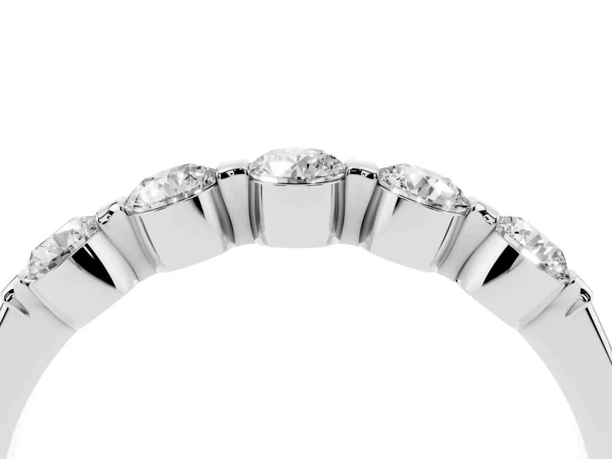 Five-Stone Round Cut Diamond Prong-Set Half Eternity Band White gold