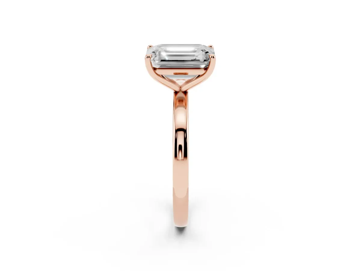 Fancy Blue Oval Cut and Emerald Cut Toi Moi Ring with Prong Setting Rose gold