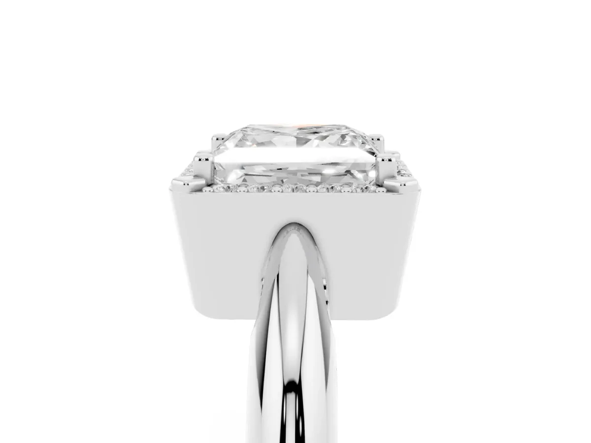 Princess Cut Cut Diamond Halo Engagement Ring with Split Shank and Four-Prong Setting Silver