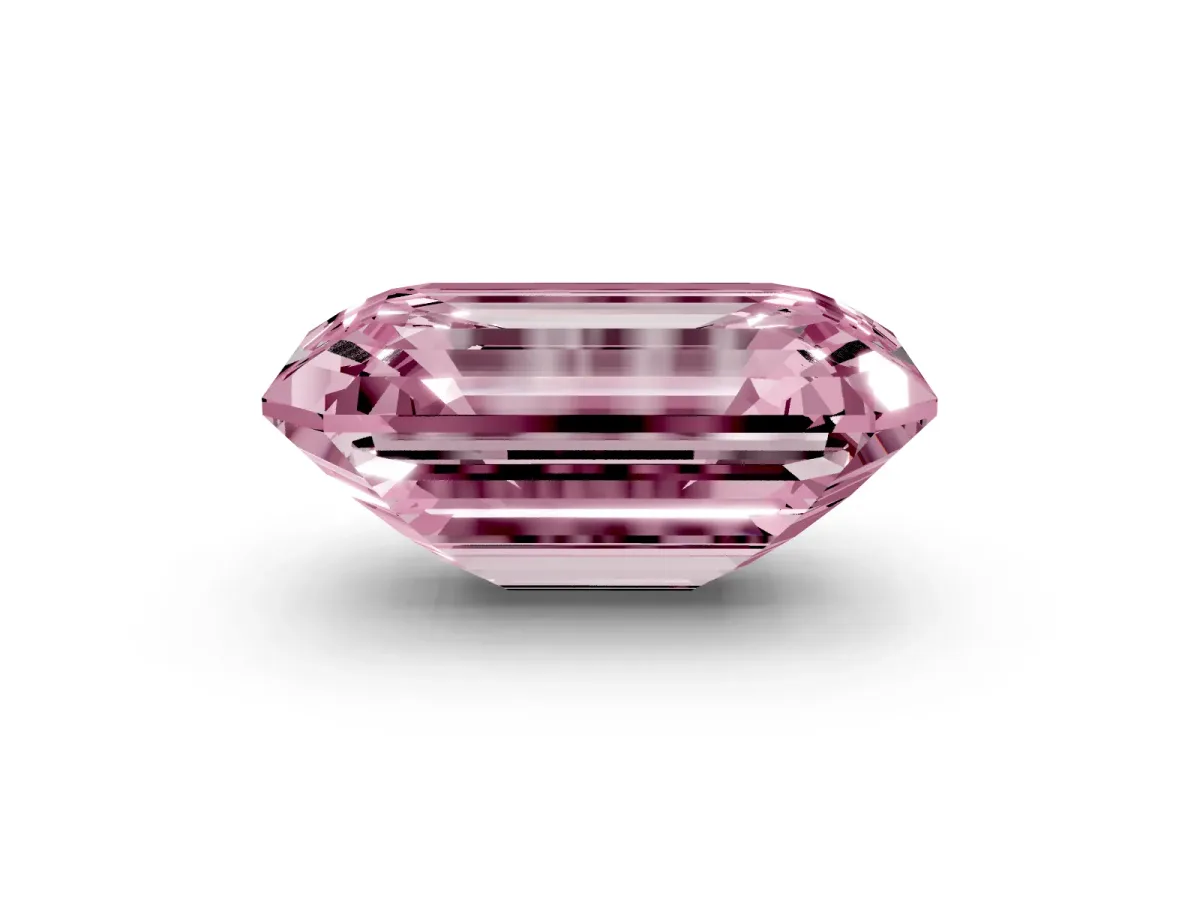 Fancy Pink Emerald Cut Cut Pave Band Milgrain Solitaire Ring Silver