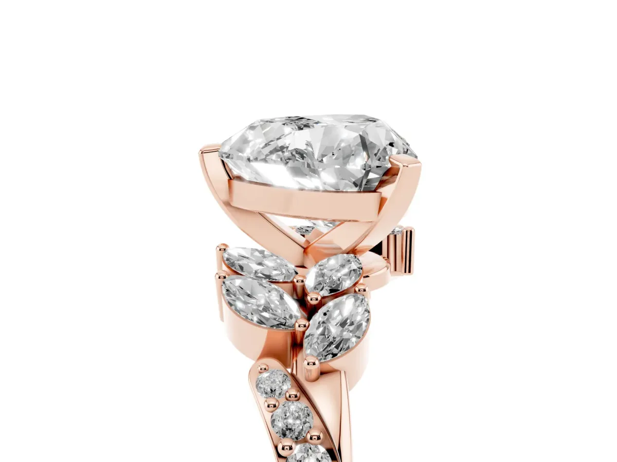 Heart Cut Solitaire Marquise Twist Band with Six-Prong Setting Rose gold