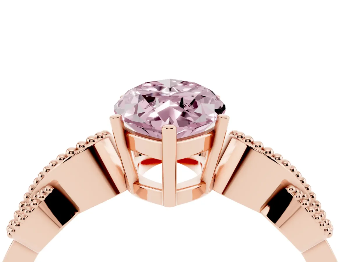 Fancy Pink Marquise Cut Solitaire Milgrain Leaf Band with Prong Setting Rose gold