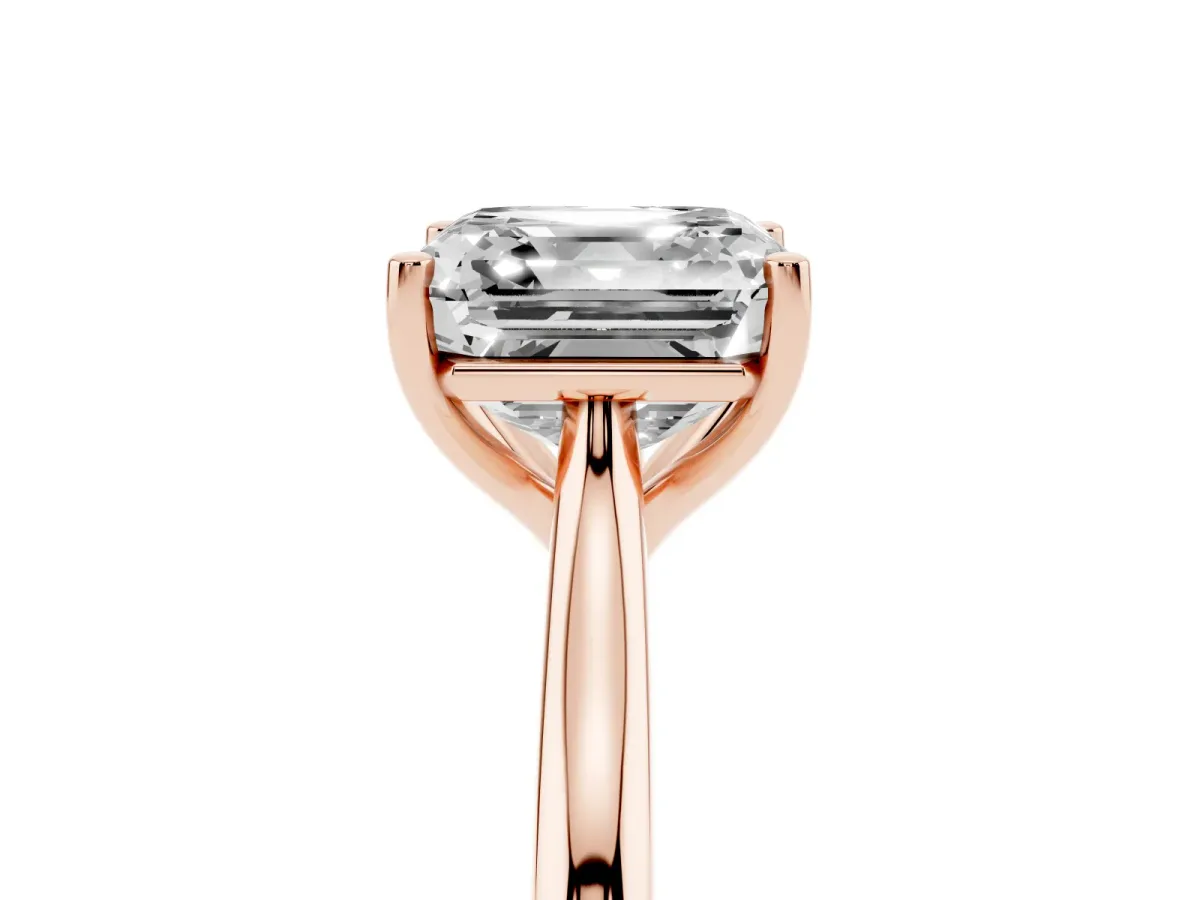 Asscher Cut Cut Solitaire Ring with Cathedral Band and Four-Prong Setting Rose gold