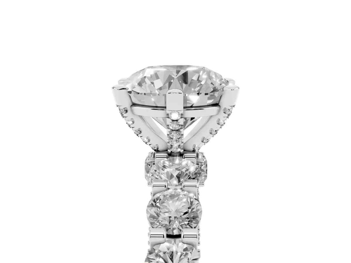 Round Diamond Mens Ring with Graduated Side Stones White gold