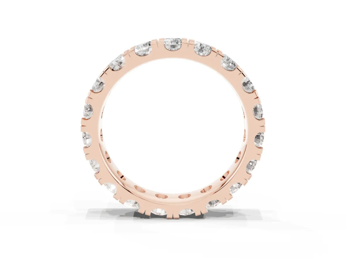Round Diamond Full Eternity Band with U-Prong Setting Rose gold