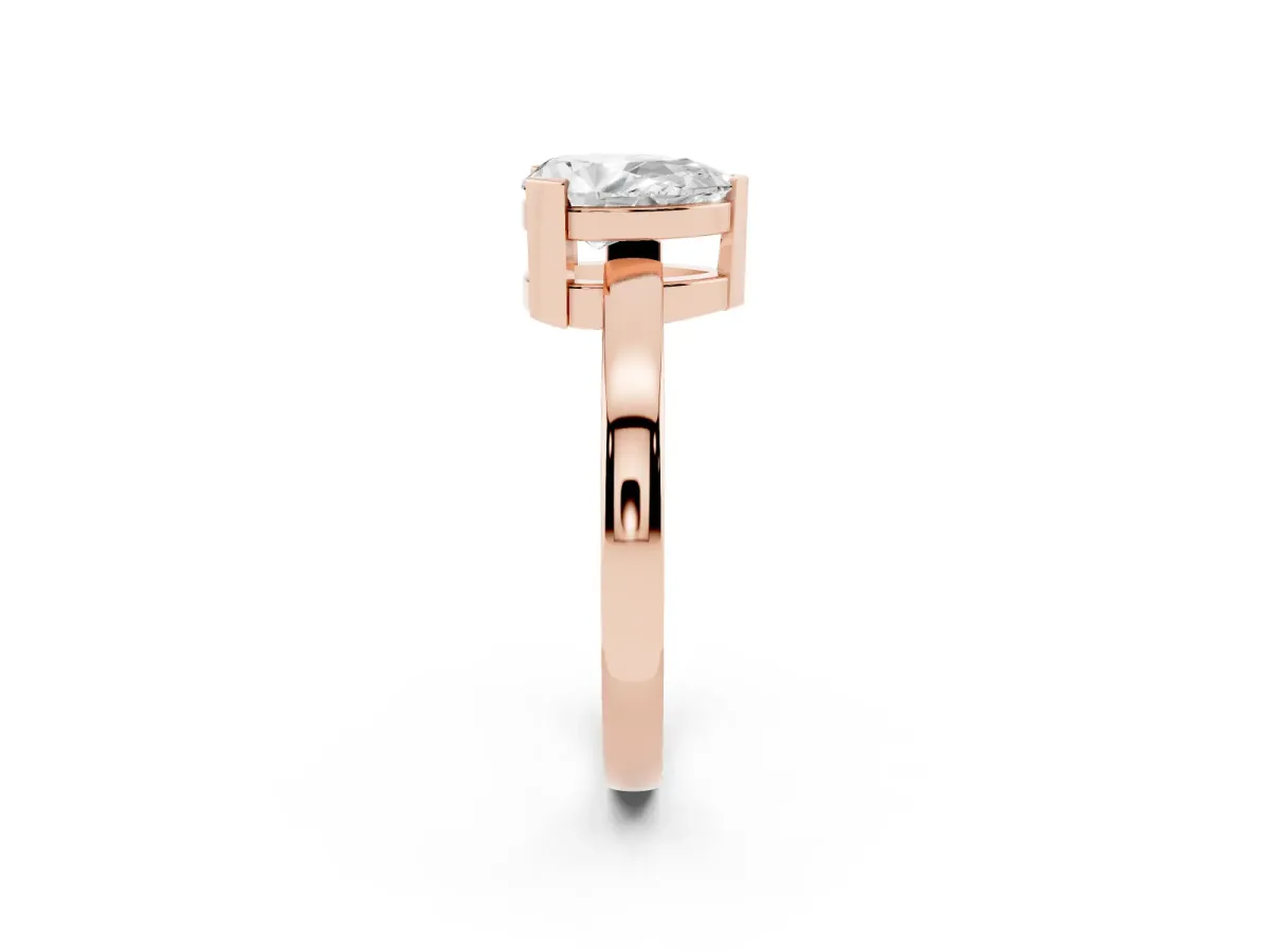 Pear Cut Cut Solitaire Ring with Four-Prong Setting and Classic Band Rose gold