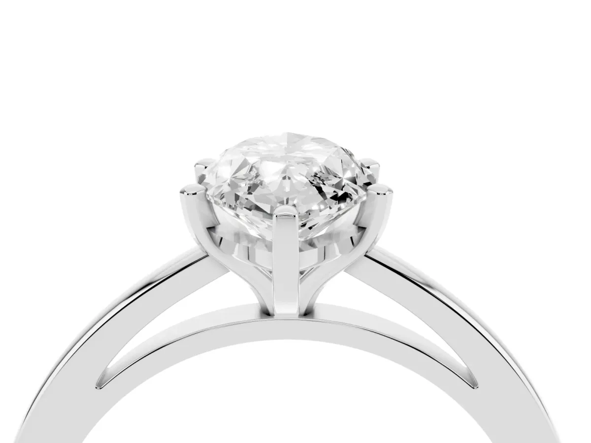 Marquise Cut Solitaire Diamond Engagement Ring with Four-Prong Setting on a Classic Band Silver