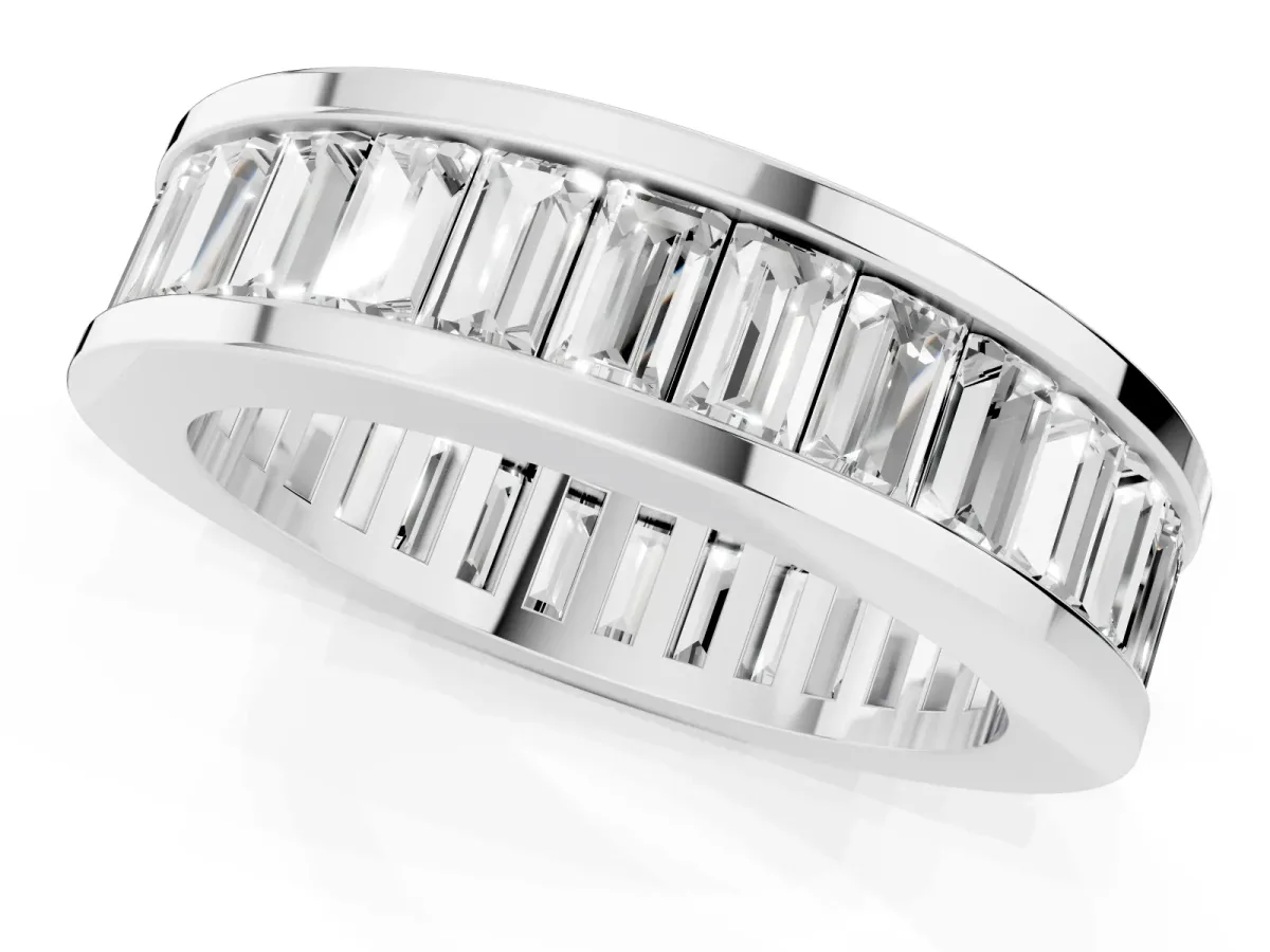 baguette Cut eternity band with channel set Silver