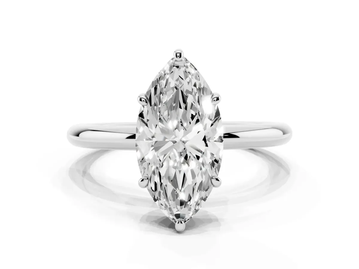 Oval Cut Solitaire Diamond Ring with Four-Prong Setting on a Plain Band Platinum