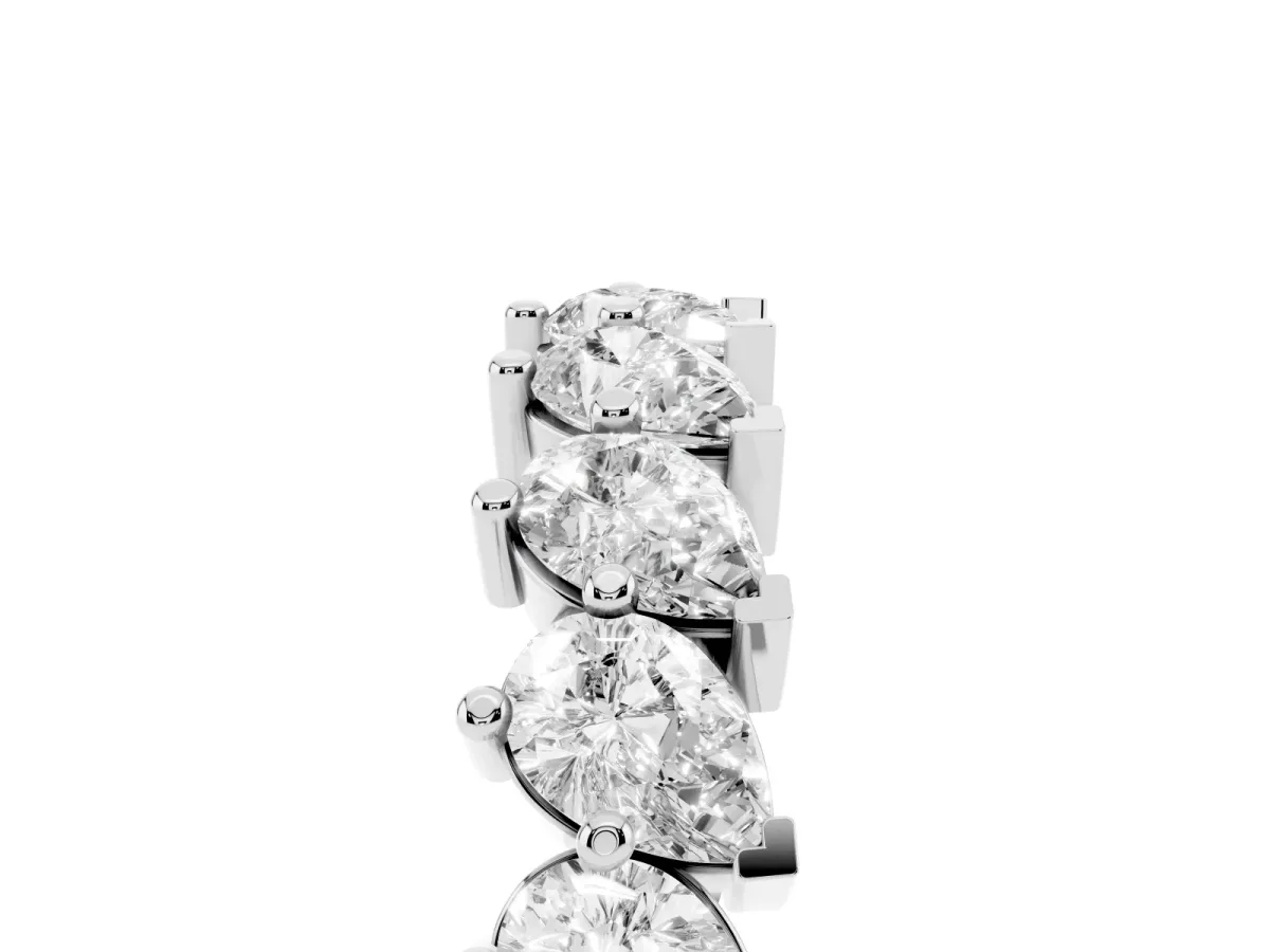 Pear Diamond Full Eternity Band with Shared Prong Setting Silver