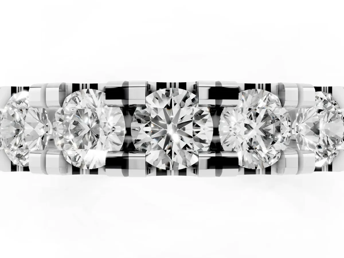 Round Diamond Full Eternity Band with U-Prong Setting Silver