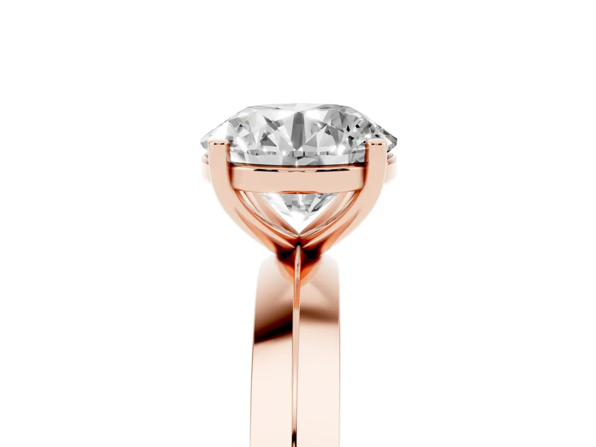 Round Cut Cut Solitaire Engagement Ring with Flat Band and Four-Prong Setting Rose gold