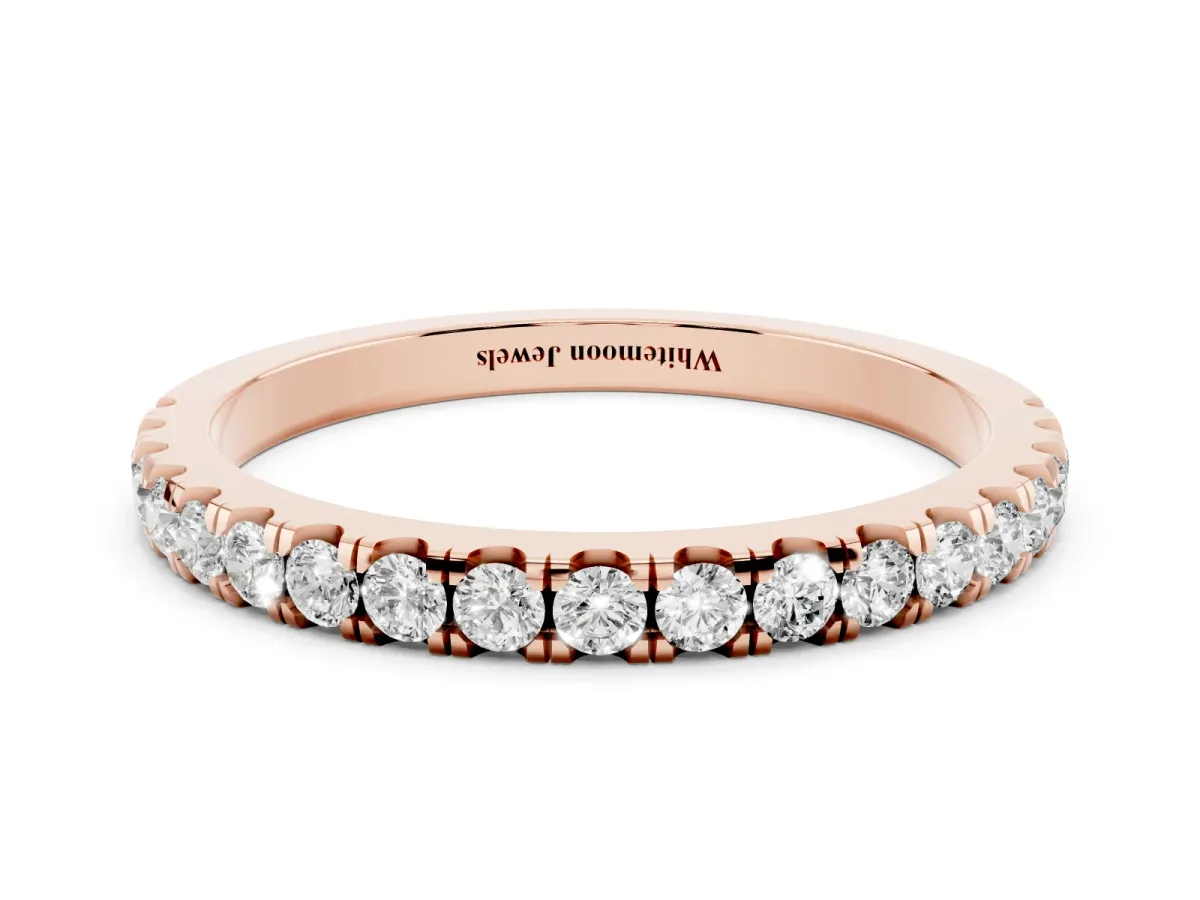 Round Diamond Classic Half Eternity Band with Shared Prong Setting Rose gold