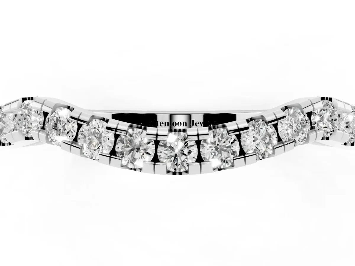 Curved Diamond Pavé Round Eternity Band with Shared Prong Setting White gold