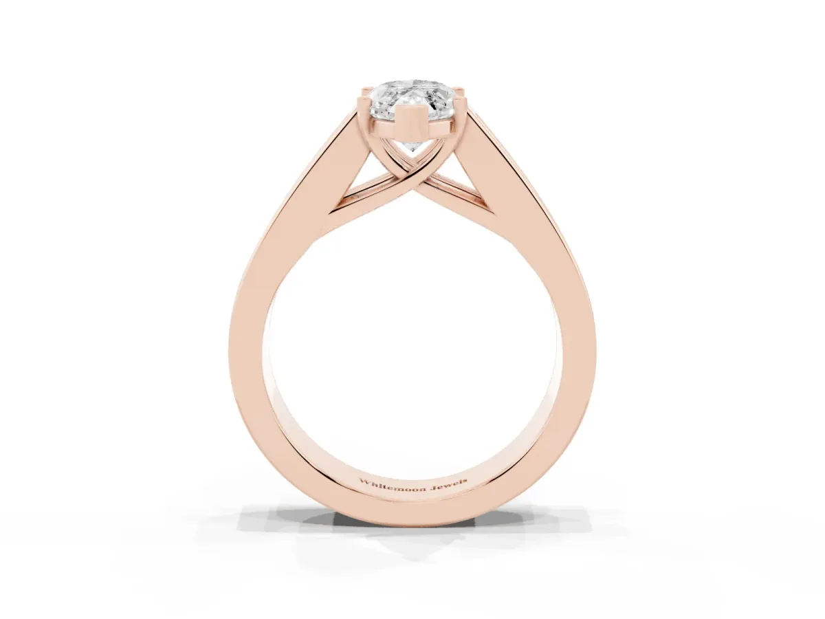 Marquise Cut Cut Channel Set Solitaire Ring with Four-Prong Setting Rose gold